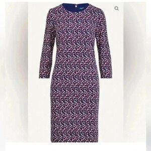 Lauren Ralph Lauren Jersey Stretch Geometric Print Dress Size Large Petite